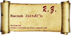 Racsek Zoltán névjegykártya